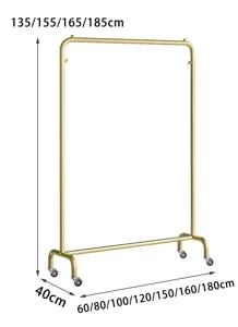 Goldener Kleiderständer mit Rollen, verstellbare Höhe und Breite, stabiler Garderobenständer.
