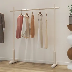 Floor Standing Clothes Rack Metal Garment Organizer With Hanging Rod For Bedroom Balcony Home Living Room