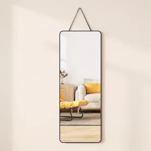 Specchio a figura intera da parete moderno con cornice nera, 40x150 cm per arredamento casa.