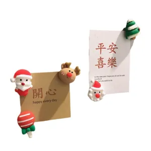Christmas refrigerator magnets cute Santa Claus magnetic stickers holiday home decor 4pcs