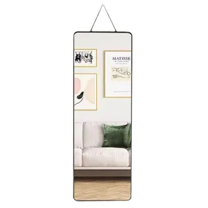 Specchio intera figura da parete con cornice nera, ideale per la camera da letto e salotto.