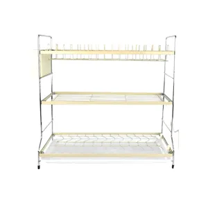escurridor de platos de 3 niveles para cocina organizador de metal para platos y tazones