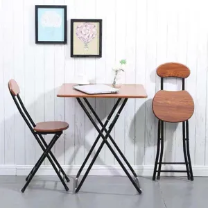 Modern minimalist folding table and chairs set portable home dining furniture with wooden top