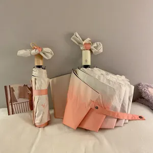 Parapluie de soleil automatique dégradé avec nœud, protection UV pour femmes, résistant.