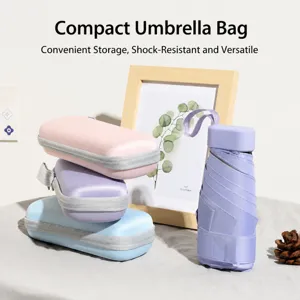 Compact Mini Parapluie Capsule 5 Pliants 6 Baleines Protection UV Parapluie Soleil Pluie Avec Étui De Rangement Voyage Pliant