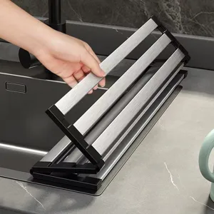 Stainless steel foldable roll up dish drying rack kitchen sink drainer organizer main view