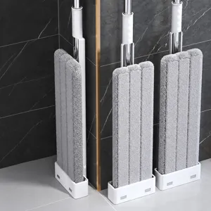 Haushalt Flachmopp Edelstahlstange Mikrofaser Tuch Freihändig Bodenreinigung Mop Für Zuhause Schlafsaal