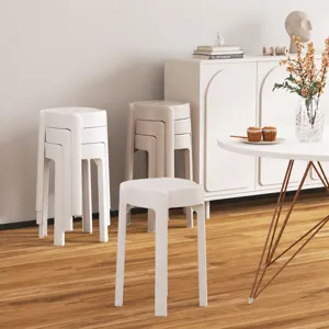 Plastic stackable round stool thickened modern minimalist home dining chair design