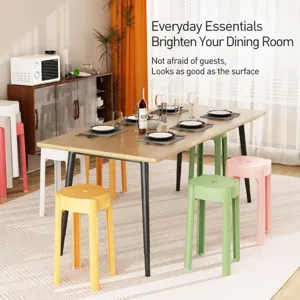 Stackable plastic round stool thickened dining chair home furniture colorful multi-purpose seat