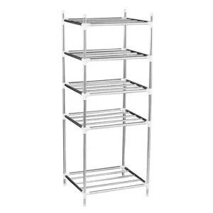5-tier kitchen storage rack metal shelf floor standing multi-functional home organizer