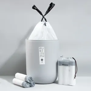 Thickened drawstring trash bags for kitchen home use, heavy duty large plastic garbage bags.