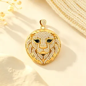 Ciondolo Animale in Acciaio Inossidabile con Strass Hip Hop Leone Leopardo Colibrì Libellula Accessori per Gioielli Fai da Te