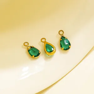 Pendente a goccia verde vintage francese in acciaio inossidabile accessorio per gioielli