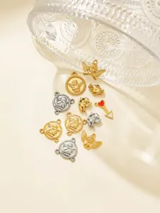 Stainless steel vintage relief angel cupid pendants, romantic DIY jewelry accessories.