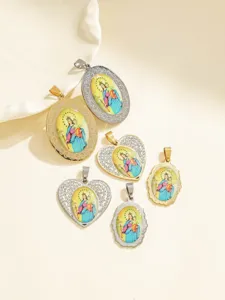 Ciondoli vintage in acciaio inossidabile con ritratto religioso per gioielli fai da te borse.