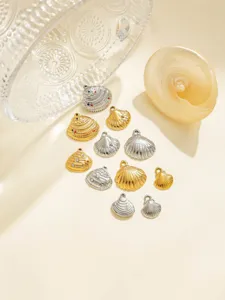 Pendentifs coquillage en acier inoxydable, breloques 3D, accessoires bijoux marins DIY.