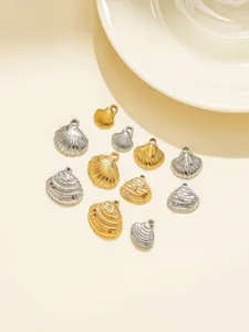 Pendentifs coquillage 3D en acier inoxydable, style vacances d'été DIY bijoux et accessoires.