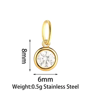 Stainless Steel Zircon Pendant DIY Charm Necklace Bracelet Jewelry Accessories 8x6mm