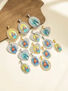 Ciondolo ritratto religioso in acciaio inossidabile vintage gioiello portachiavi borsa