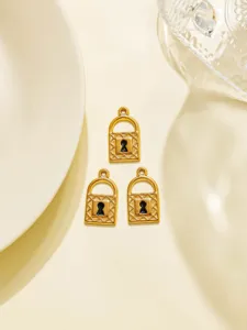 Goldene Edelstahl Vorhängeschloss Anhänger Charms für DIY Schmuckherstellung Zubehör.