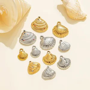 Pendentifs en Acier Inoxydable Plage Océan Coquillage Luxueux Coquille 3D Strass Accents Fournitures Artisanat Pour Fai da Te Bijoux Fabrication Accessoires