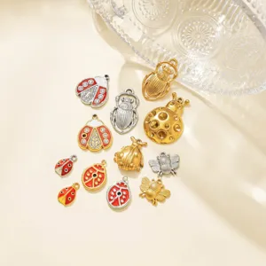 Stainless steel retro insect charms pendants ladybug bee beetle for DIY jewelry making
