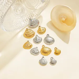Pendentifs coquillage 3D en acier inoxydable breloques bijoux plage bricolage.