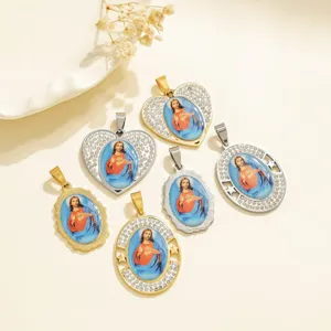 Ciondolo con ritratto di Gesu in acciaio inossidabile retro moda gioielli DIY top