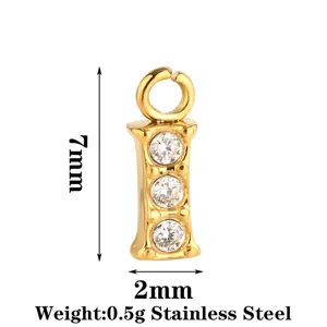 Ciondolo lettera I in acciaio inossidabile dorato con strass accessorio gioiello DIY!