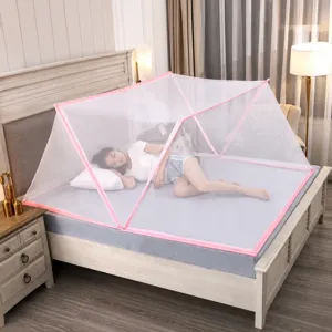 Faltbares Moskitonetz Für Bett Installationsfrei Tragbar Pop-up Netz Baldachin Zelt Für Studentenwohnheim Zuhause Polyester