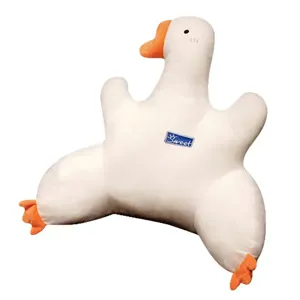 Cute white goose plush pillow lumbar cushion soft toy for kids holiday gift home decor details view