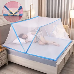 Zanzariera pop-up pieghevole per letto, zanzariera portatile anti-insetti facile da montare.