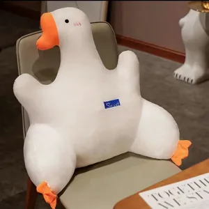 Cute white goose plush pillow cartoon back cushion soft stuffed animal toy for home decor