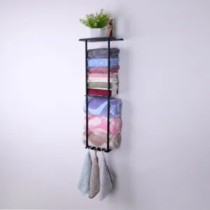 Wall-mounted metal bathroom towel rack multi-layer storage shelf for kitchen home organization