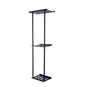 Black metal telescopic storage rack for bathroom multi-tier shelf kitchen organizer stand
