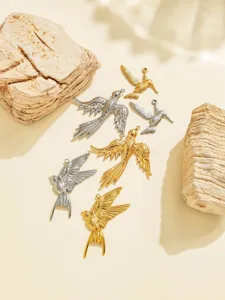 Stainless steel retro 3D bird swallow hummingbird pendants DIY jewelry making accessories necklace charms