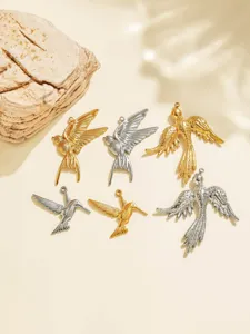 Stainless steel vintage 3D bird pendant swallow hummingbird DIY jewelry accessories