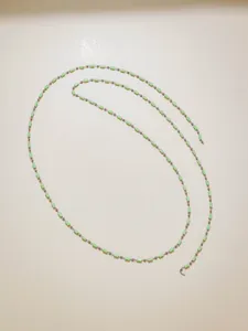 Detailed view of DIY crystal bead stainless steel chain for handmade jewelry making art