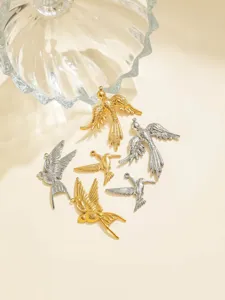 Detailed view of stainless steel vintage 3D swallow hummingbird bird pendants for DIY jewelry making.