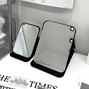 Draagbare Opvouwbare Desktop Make-up Spiegel PU Lederen Standaard Heldere Glas Cosmetische Spiegel Voor Slaapkamer Thuis