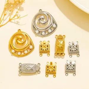 Stainless Steel Vintage Carved Toggle Clasp DIY Bracelet Necklace Connector Jewelry Findings