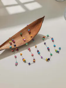 Boho multi-color beaded chain necklace and bracelet DIY summer fashion jewelry set