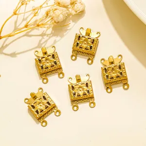 Gold stainless steel vintage carved clasp jewelry finding for DIY bracelet necklace