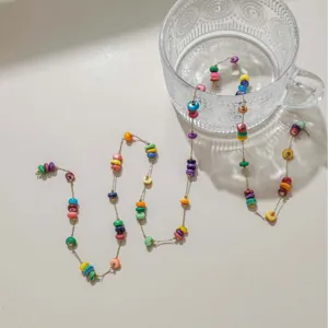 Bohemian colorful flat bead metal chain DIY necklace bracelet jewelry making accessories