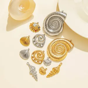 Pendentifs Coquillage Conque en Acier Inoxydable Breloques de Bijoux DIY Plaqué Or Argent Accessoires Marins