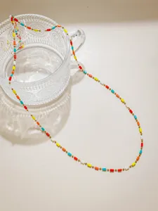 Colorful beaded DIY crystal tube gold bead necklace fashion handmade jewelry accessory chain