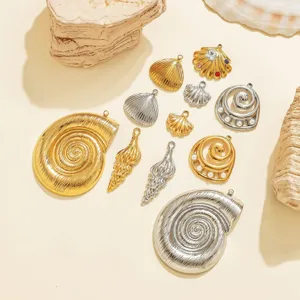 Pendentifs coquillage en acier inoxydable DIY breloques bijoux accessoires porte-clés