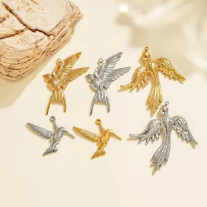 Stainless steel vintage swallow hummingbird bird charms DIY jewelry necklace accessories