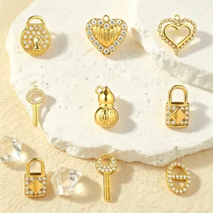 Acciaio Inossidabile Lucchetto Chiave Cuore Zucca Maiale Naso Ciondolo Strass DIY Gioielli Accessori Charm Moda Collana Braccialetto