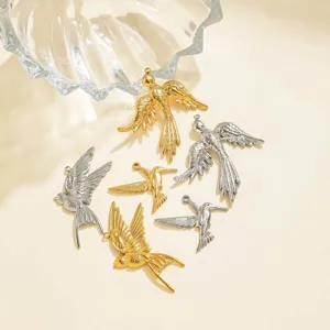 Stainless steel vintage 3D swallow hummingbird pendant charms for DIY jewelry making necklace.